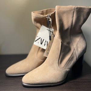 Zara Ankle Boots Size 36 Color:Brown/Tan Cylindrical Heel